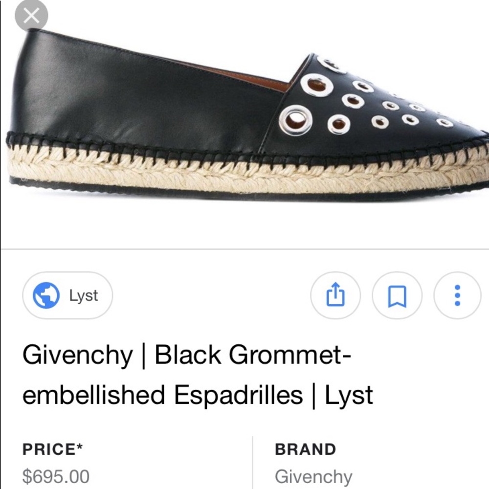 Givenchy embellished grommet espadrille brand new